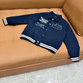 Off white navy style bomber jacket 

