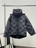 Louis Vuitton Puffer Jacket Coat Luxury Black Distressed Denim 