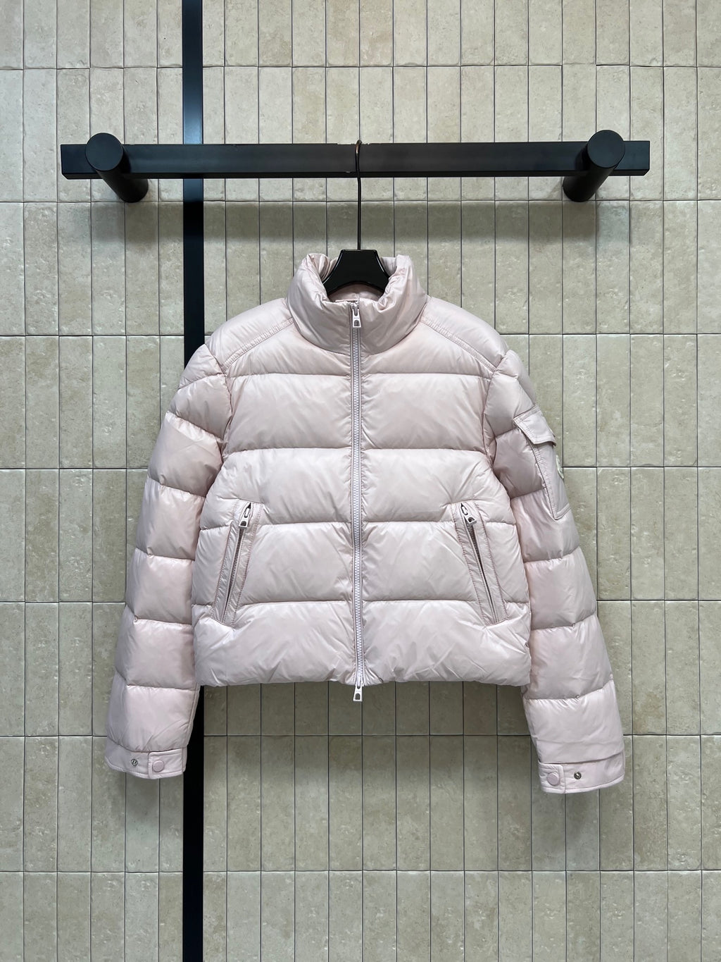 Moncler light pink puffer coat 