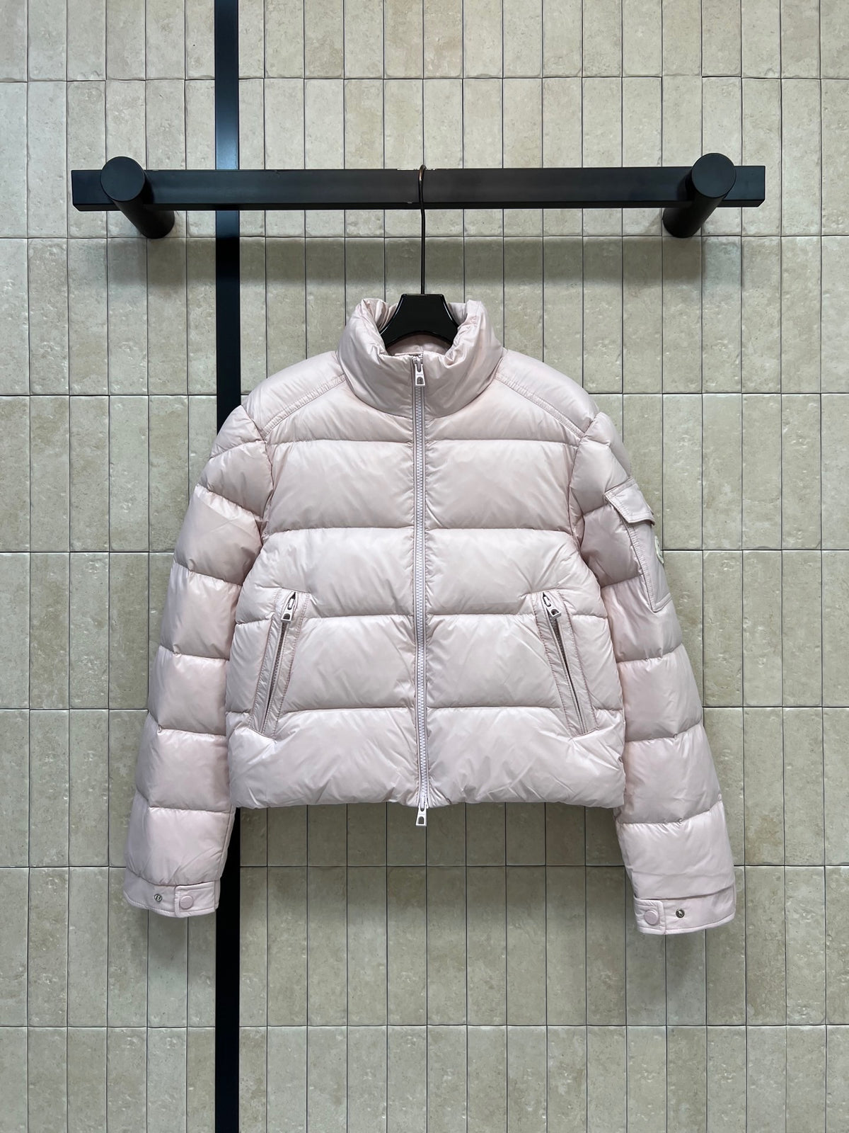 Moncler light pink puffer coat 