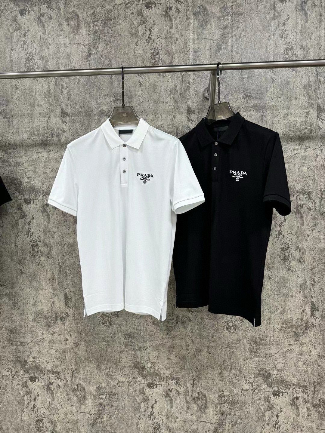Men’s Prada Polo Shirt, Black and White 