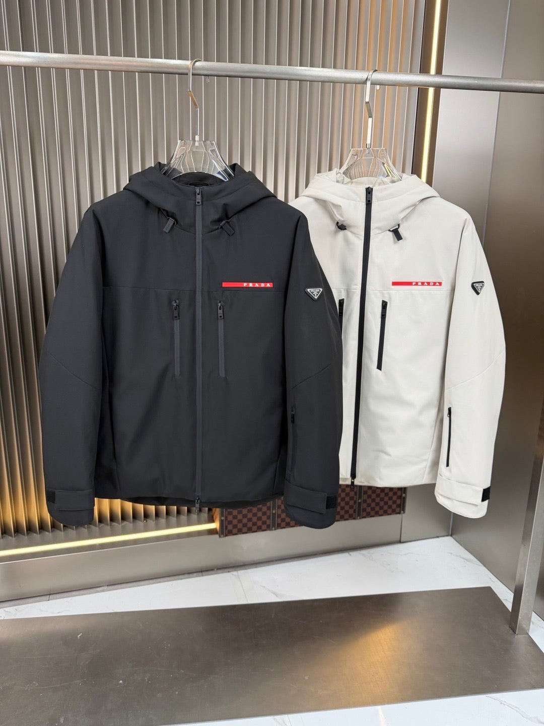 Men’s Prada Down Jacket Black White Winter Jacket 